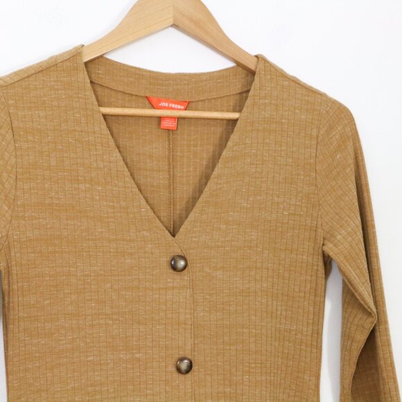 *Joe Fresh Mustard Yellow Long Sleeve Long Button Up Dress - Picture 6 of 8